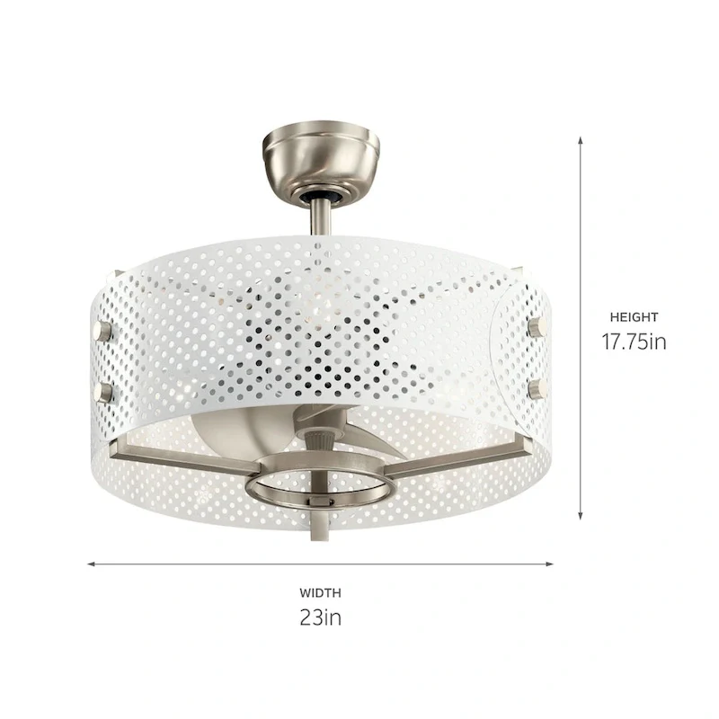 Kichler Eyrie 13 inch Fan with a White Cage and Brushed Nickel Accents