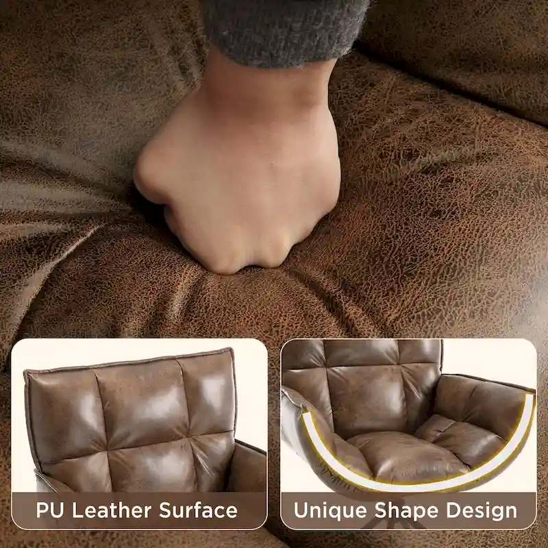 Faux Leather Upholstered Swivel Armchair Modern Home Office Chair