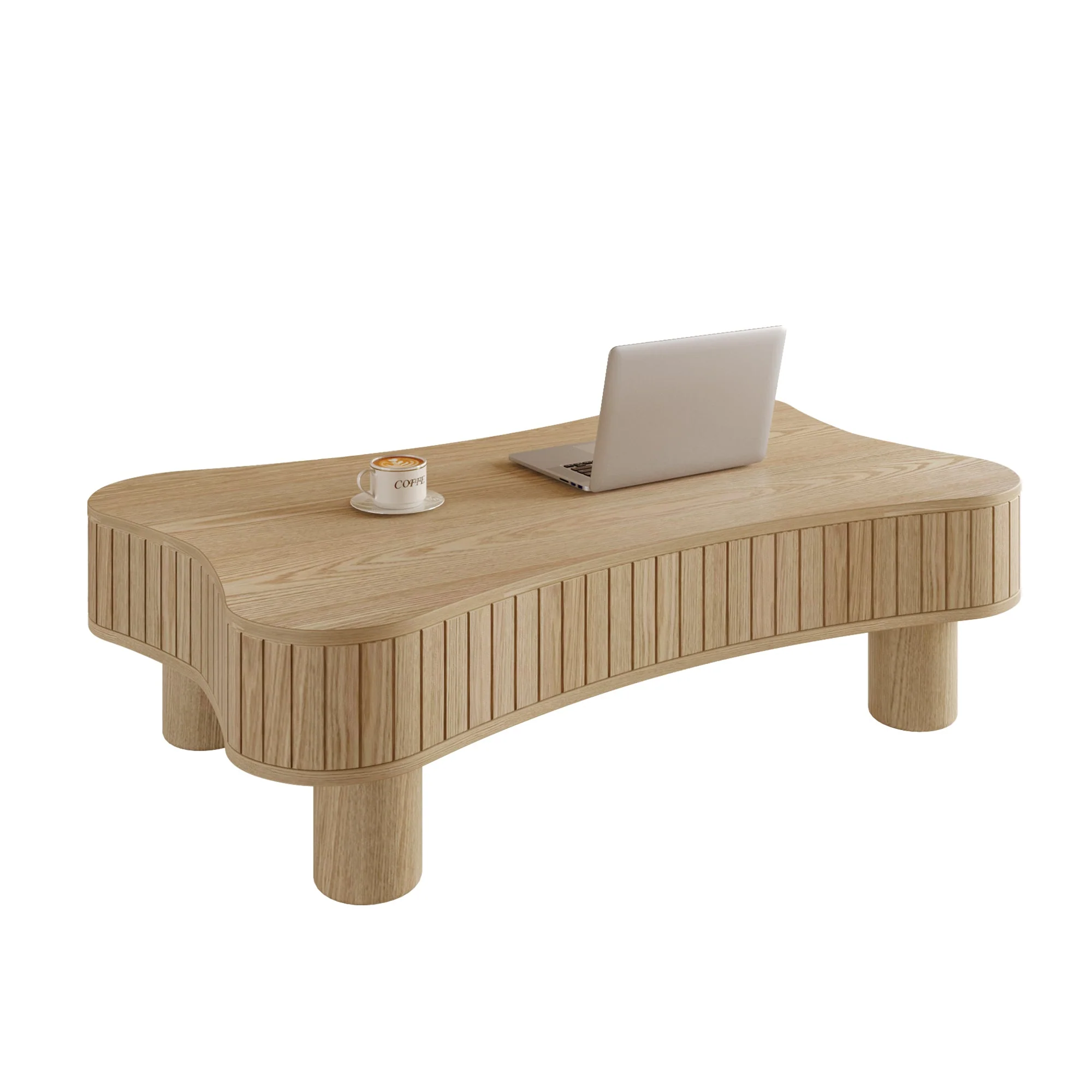 Walker Edison | Curve Design Reeded Lift Top Coffee Table and Desk