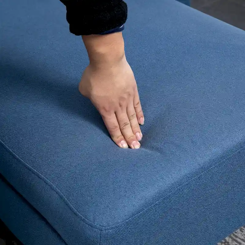 HOMCOM Fabric Sectional Couch with Reversible Sleeper Sofa, Modern L Shaped Sectional Sofa with Pillows, Wooden Legs