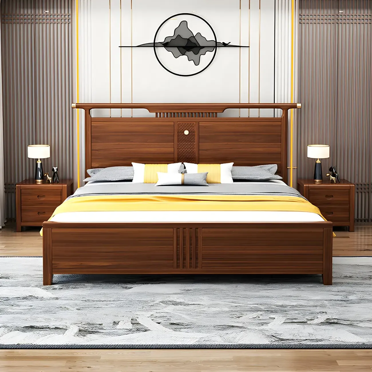 Traditional Nut-Brown 2-Drawer Wood Small Nightstand