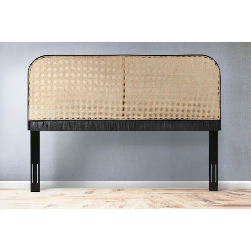 East Indie Cane and Teak Headboard