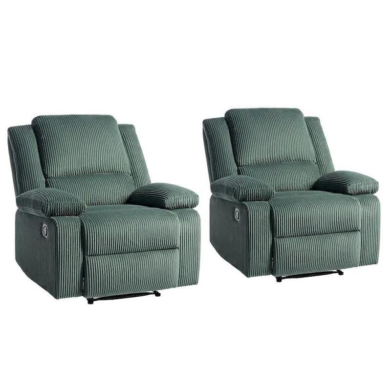 2Set Modern Lounger Upholstered Push Back Manual Recliner Chair