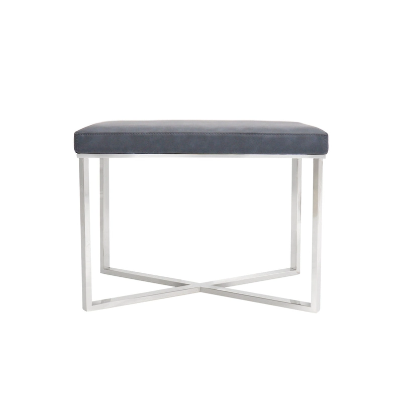 Pasargad Home Luxe Stool with Stainless Steel Base
