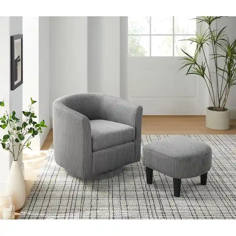 Swivel Accent Single Sofa Chair with Ottoman