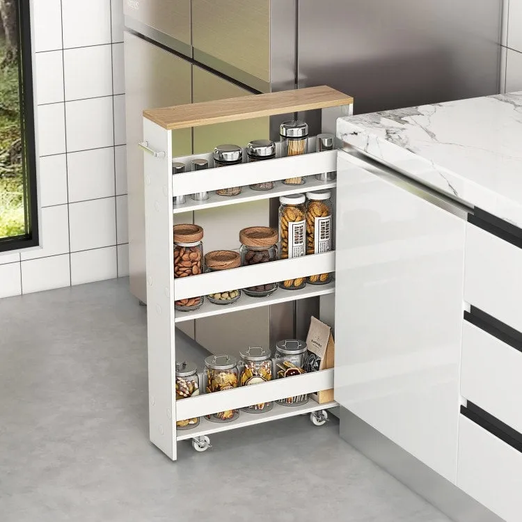 Narrow Rolling Storage Cart with Shelves for Kitchen and Bathroom