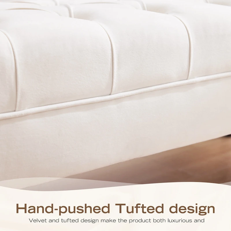 Velvet Bedroom Bench Pink/ Beige/ Blue/ Gray Upholstered Bench with Button-Tufted 60.2.