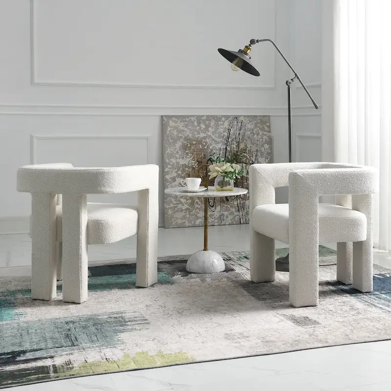 KINWELL 24 Wide Boucle Upholstered Armchair (Set of 2)