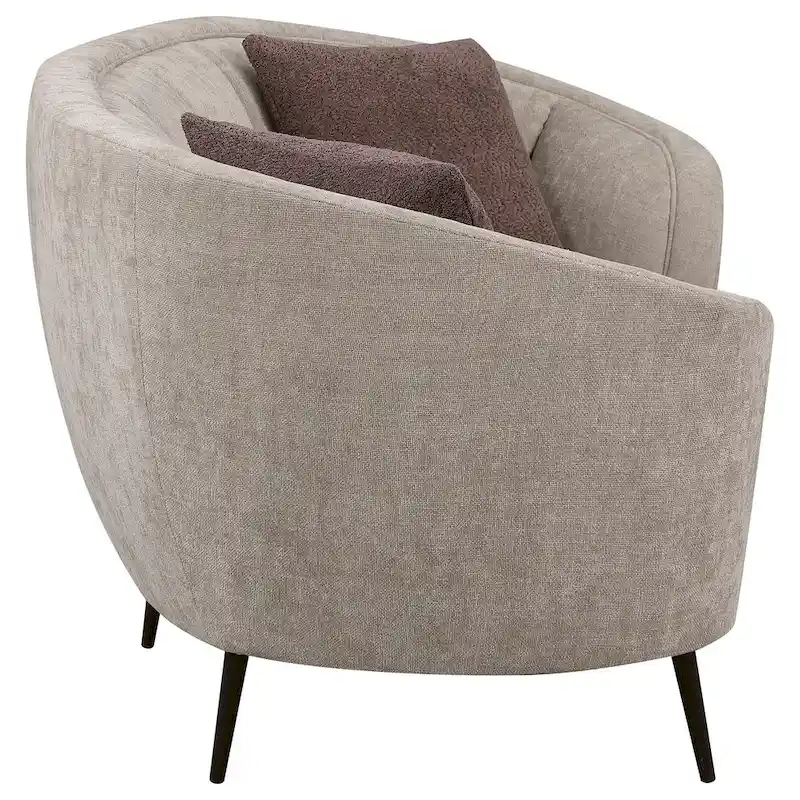 84-Inch Curved Loveseat in Beige with 2 Accent Pillows