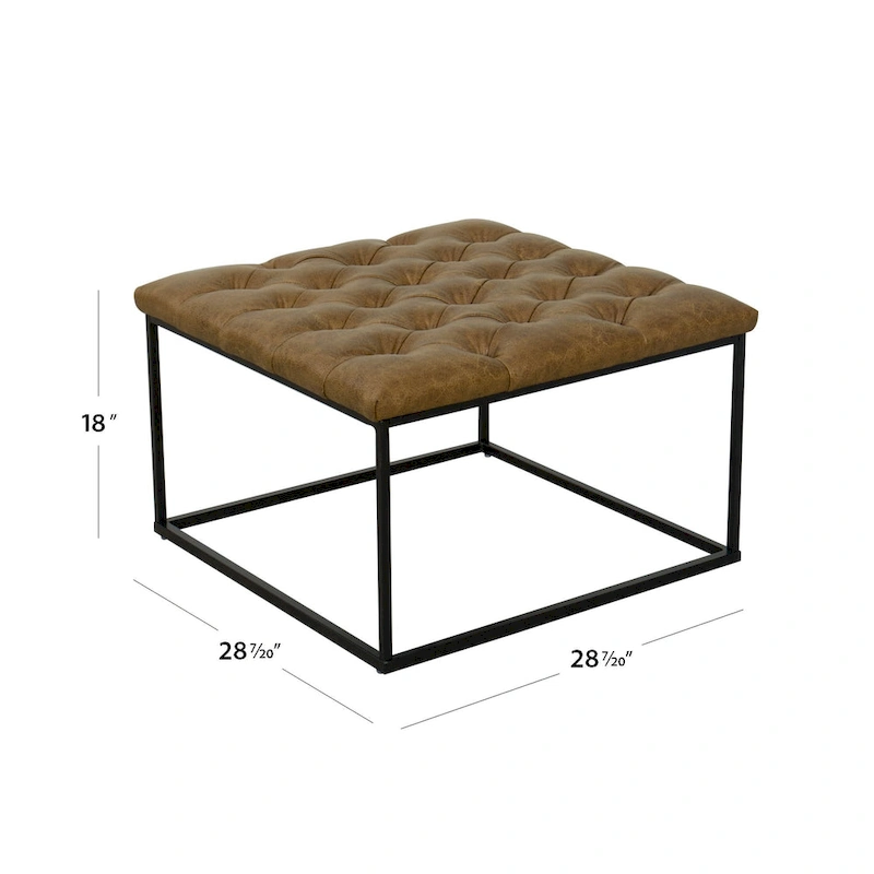 HomePop Draper Square Button-tufted upholstered top Cocktail Ottoman