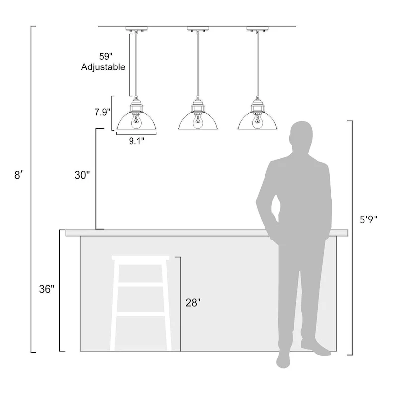 The Gray Barn Farmhouse 1-Light Dome Pendant Industrial Island Lights - D9  x H7.3