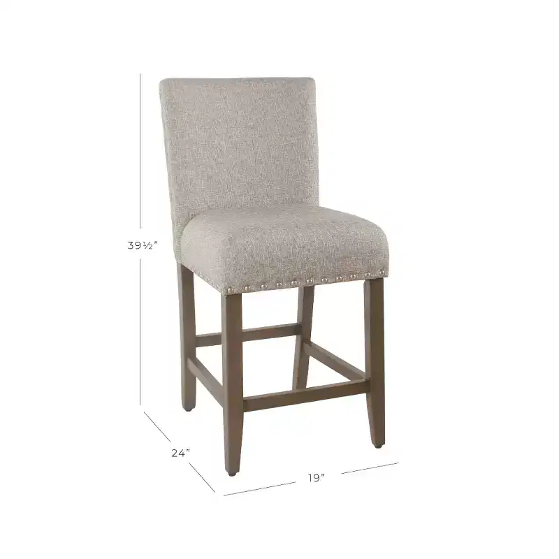 24 Upholstered Counter Height Barstool with Nailheads - HomePop