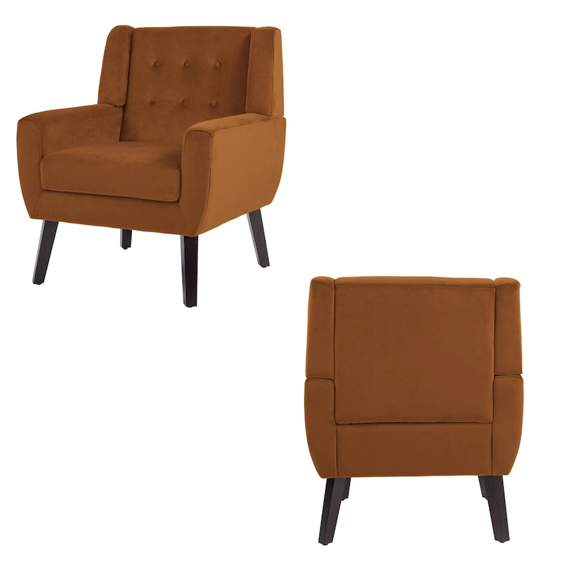 Set of 2 Velvet Living Room Accent Chair Upholstered Armchair