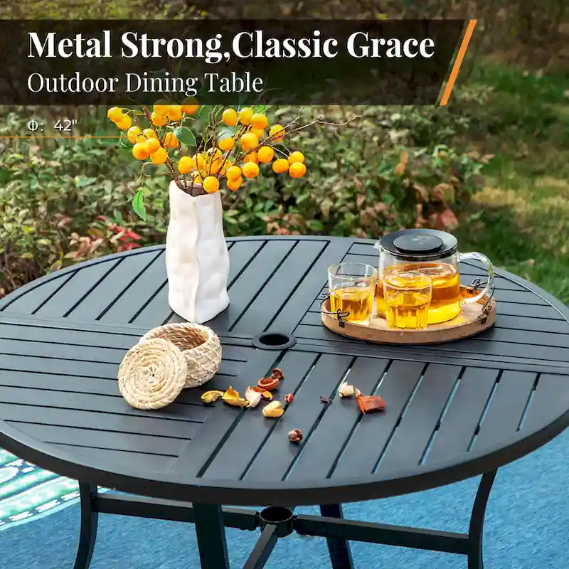 MAISON ARTS 5/6-Piece Patio E-Coating & Stackable Dining Set