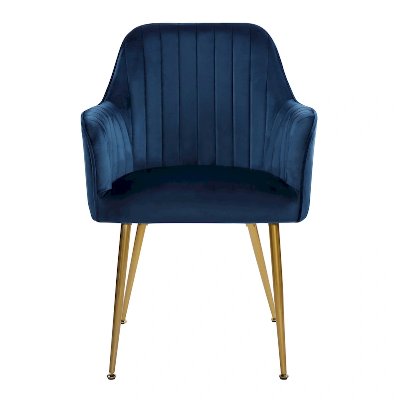 Velvet Accent Dining Chairs with Gold Metal Legs Set of 2