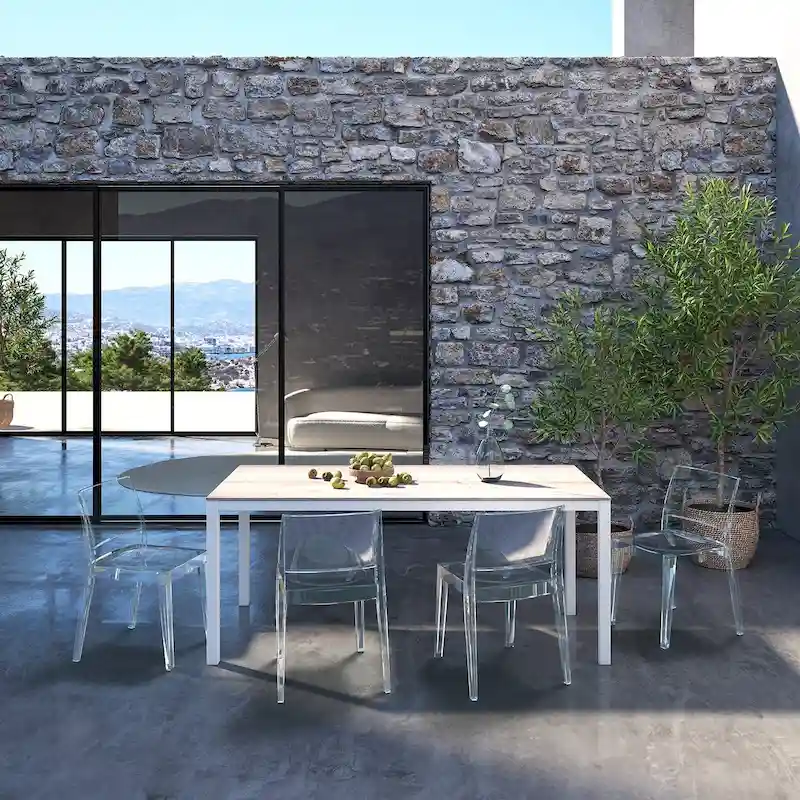 WRGHOME Modern Stacking Patio Dining Side Chair Indoor/Outdoor (Set of 2) - 31.10 H X 19.29 W X 19.68 D