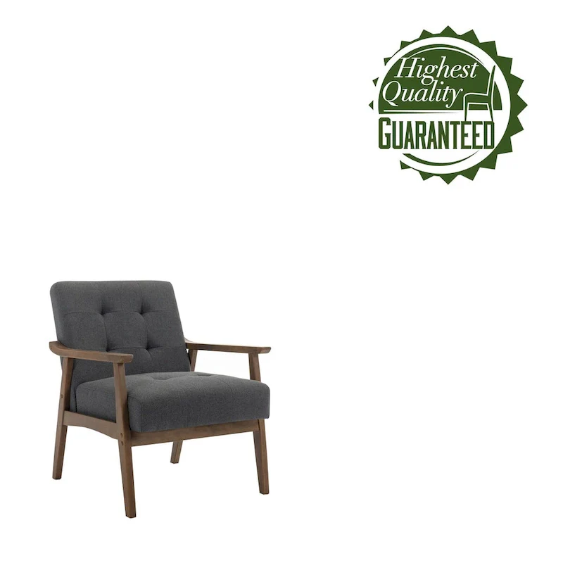 Galina Fabric Accent Chair with Rubberwood Legs
