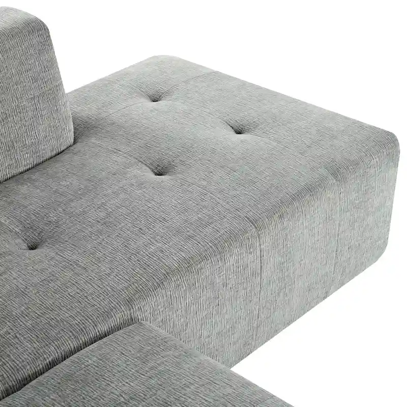 112.2 Chenille Modular L-Shaped Sofa Bed with Free Combination Design and No-Assembly Required