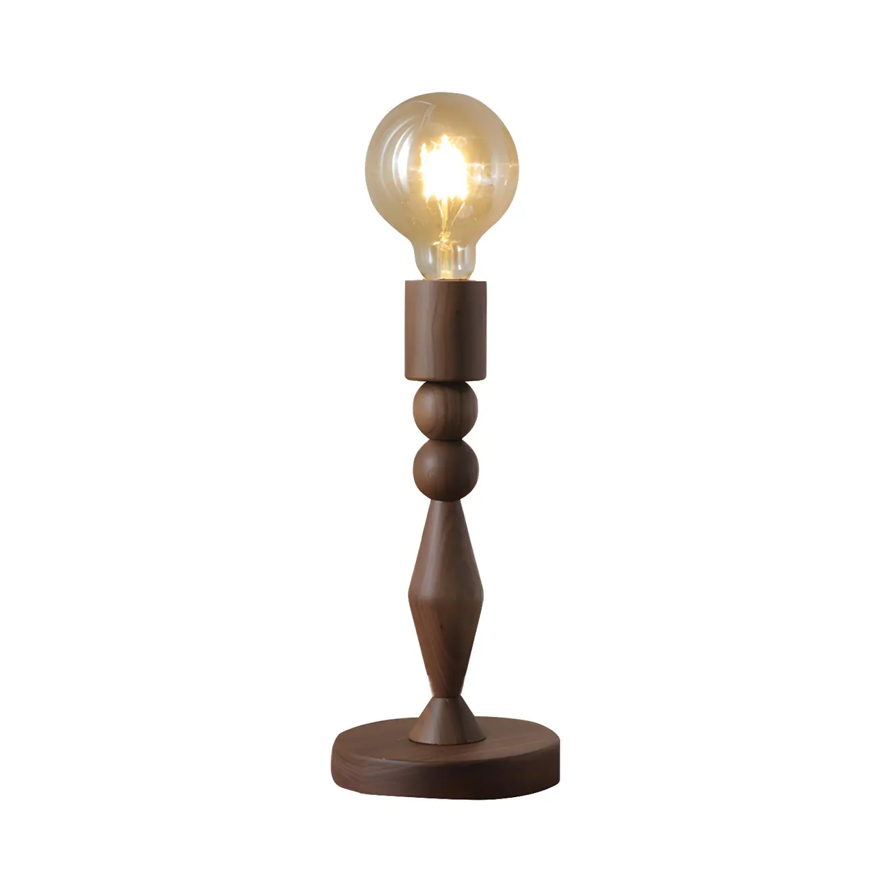 Retro Brown Gold Glass Wood Base Arched Table Lamp