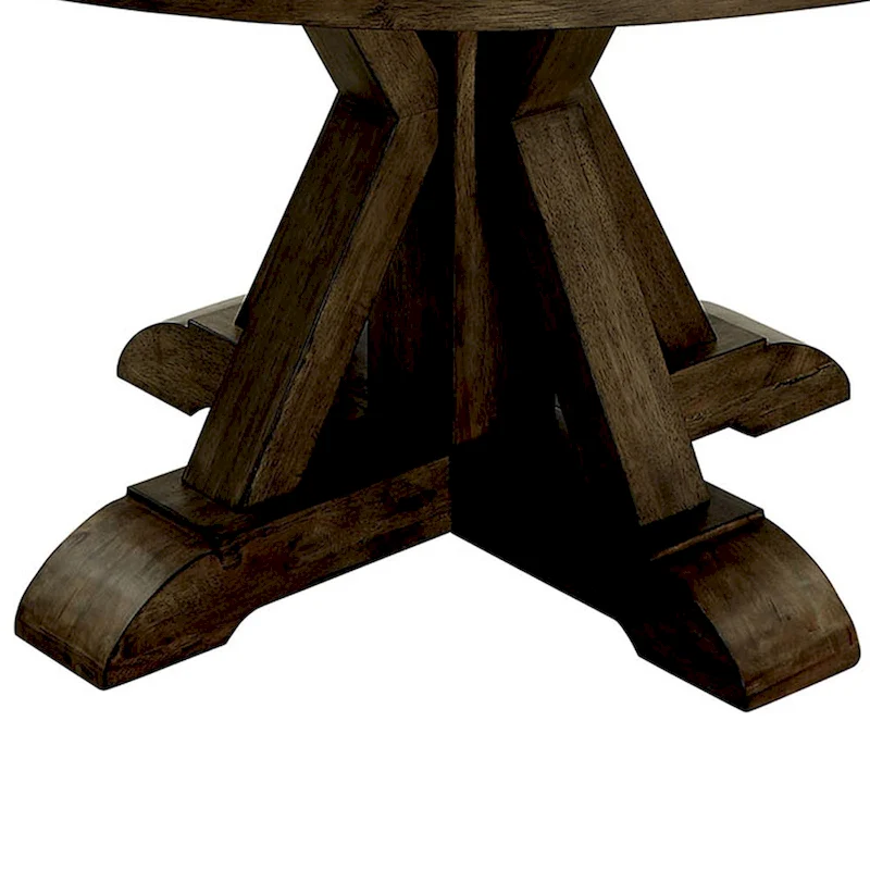 Round Solid Wood Dining Table with Pedestal Base, Light Oak Brown