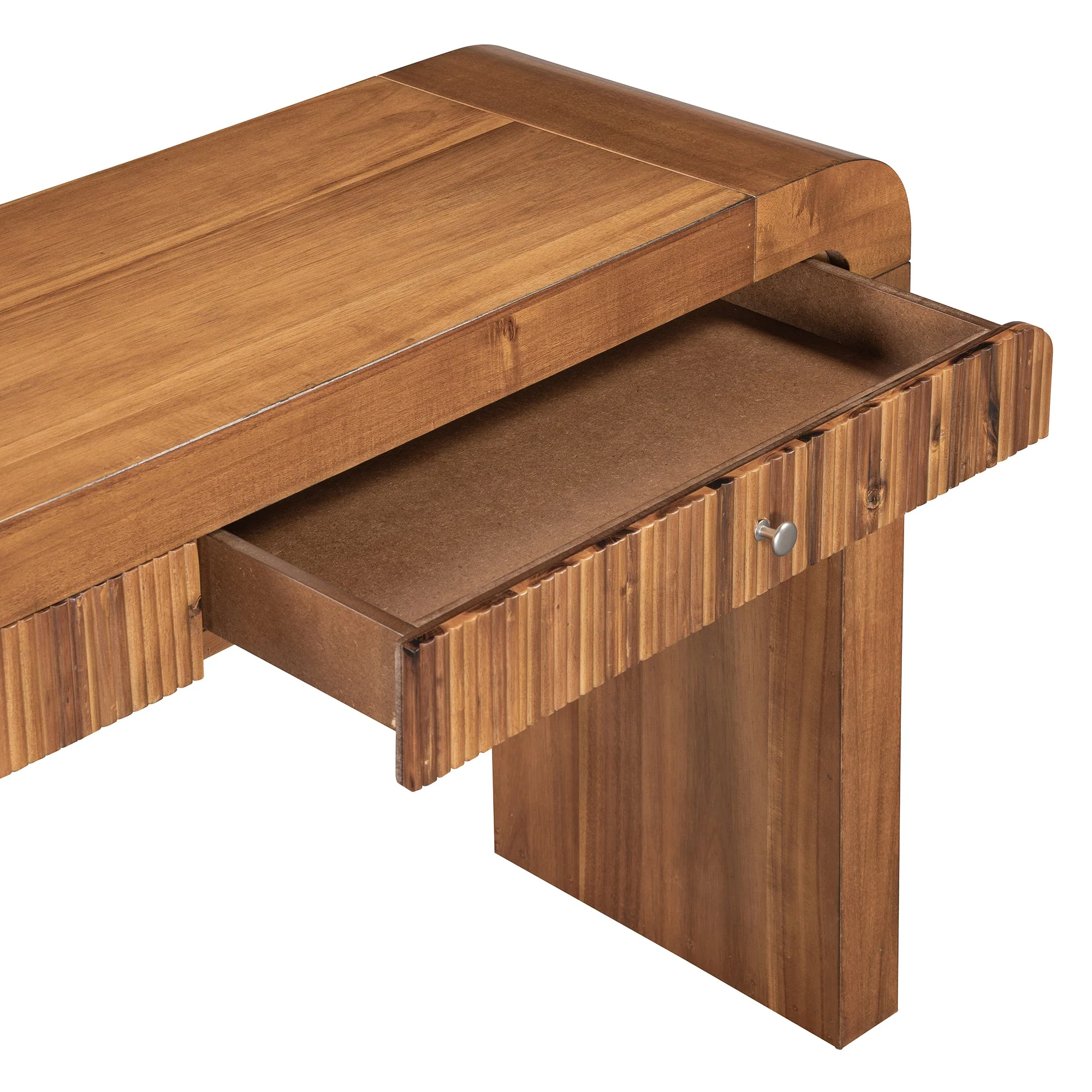 Walker Edison | Entryway Fluted Curve Design Console/Desk Table with Drawers