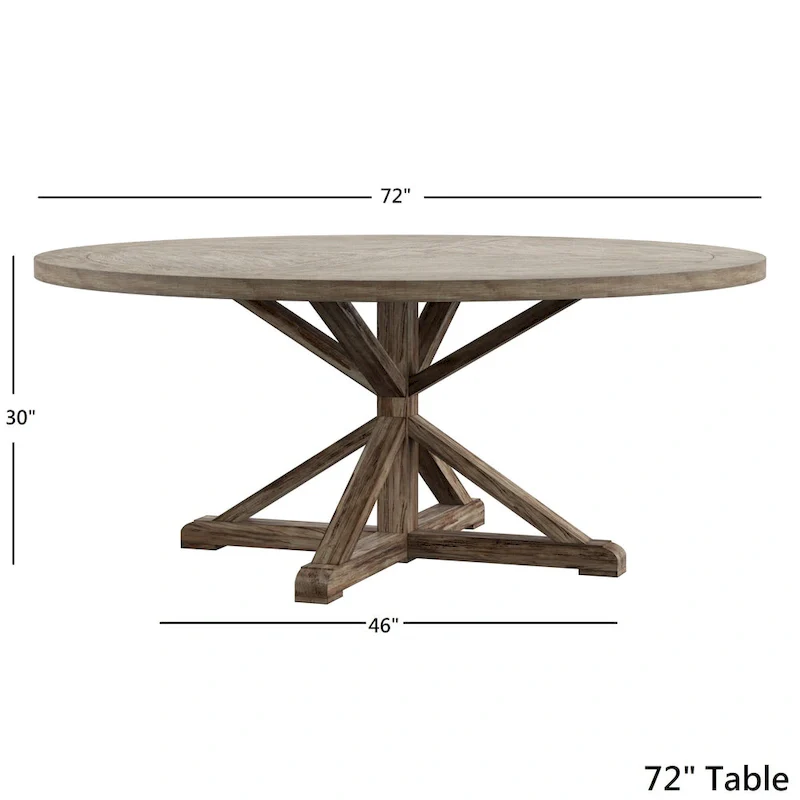 Round Antique Grey Oak Dining Table