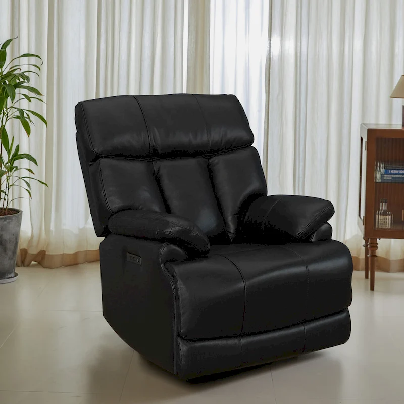 Top Grain Leather Power Recliner Chair Adjustable Headrest Extendable Footrest Zero Gravity Recliner