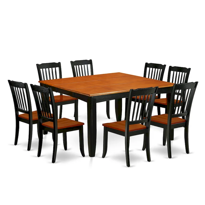 East West Furniture Kitchen Table Set Includes a Square Dining Table with Butterfly Leaf and Dining Chairs (Pieces Options)