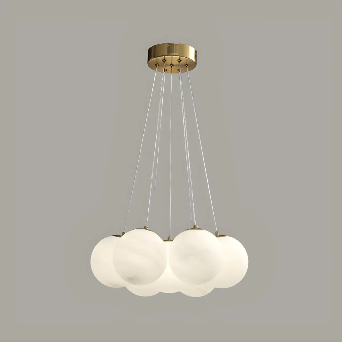 Adjustable White Glass Cluster Sphere Chandelier Modern Elegant