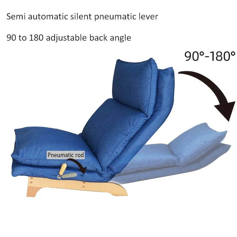 Blue Upholstered Foldable Reclining Leisure Chair - 48.00 x 27.56 x 37.01