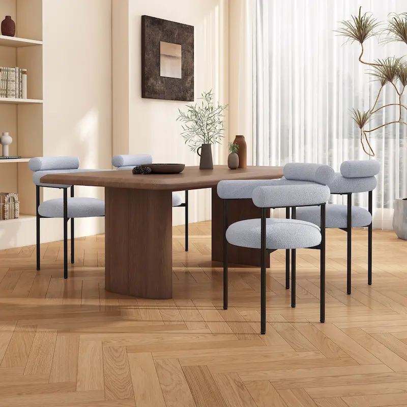 Modern Fabric Dining Chairs with Metal Legs - Set of 2/4, Upholstered Arm Chairs, 265 lbs Capacity