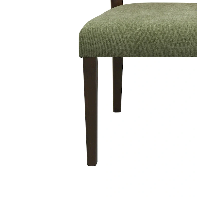 Mid-Century Rattan Back Upholstered Dining Chair Set of 2