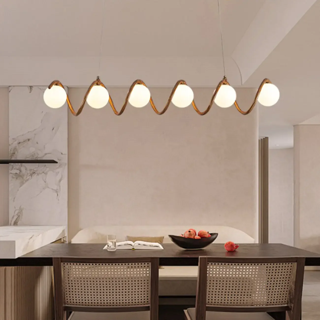 Modern Adjustable Wave Kitchen Island Pendant Light