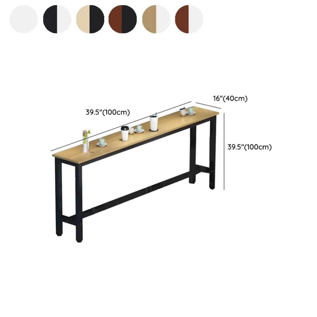 Simple White Rectangular Wood Bar Table With Footrest