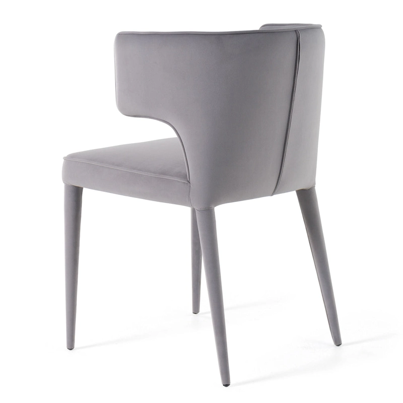 Modrest Lucero Modern Grey Velvet Arm Dining Chair