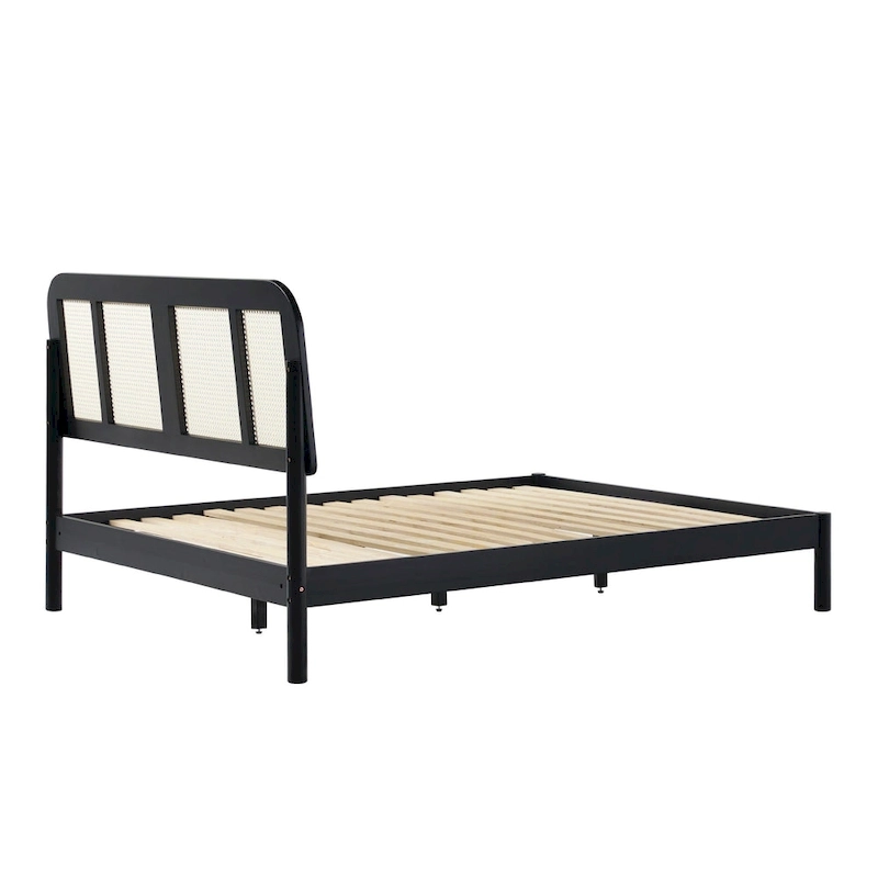 Middlebrook Designs Boho Curved Rattan Headboard Queen Bedframe