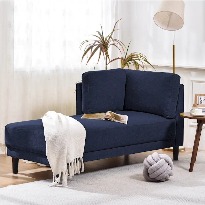 65 Modern Linen Corner Chaise Lounge with Removable Cushions, Sleeper Sofa Bed, Leisure Sofa, Upholstered Chaise Lounge