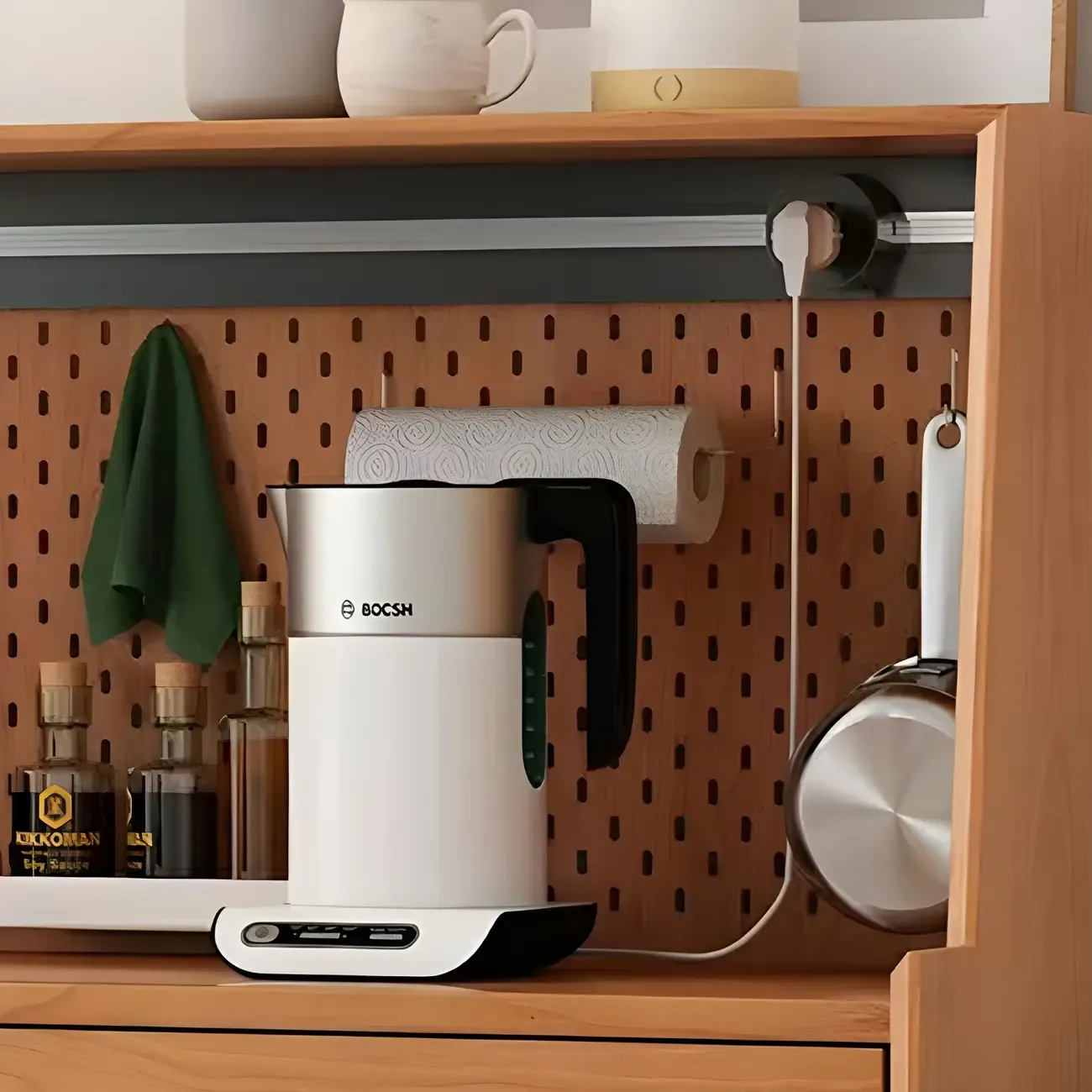 Scandinavian Natural Wood Sideboard with Shelf & Drawer