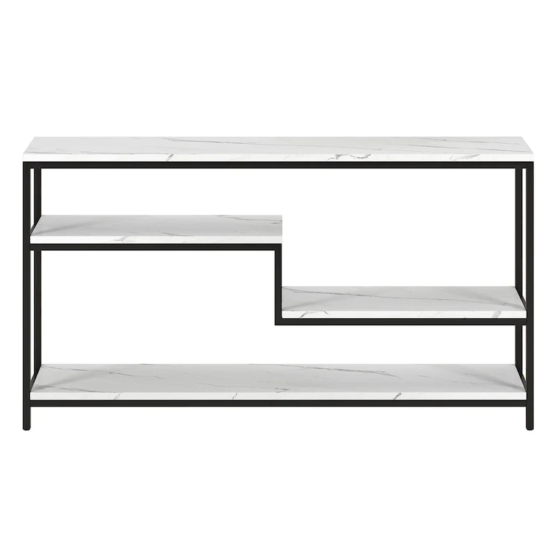 Mathis 55 Wide Rectangular Console Table with Faux Marble Top
