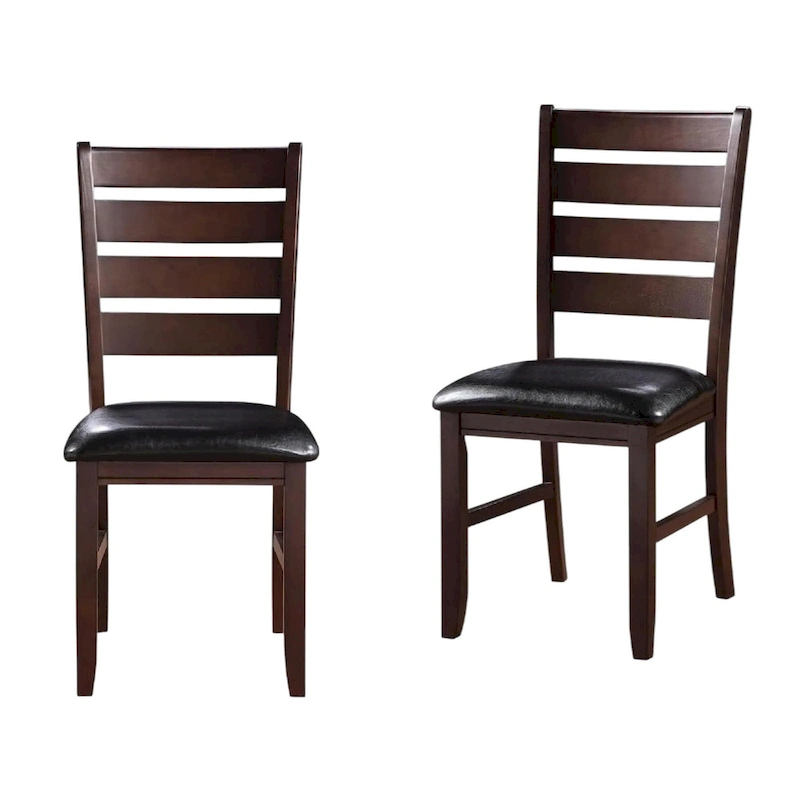 Faux Leather Ladder Back Side Chairs and Solid Wood Set of 2 - 23 L x 20 W x 40 H