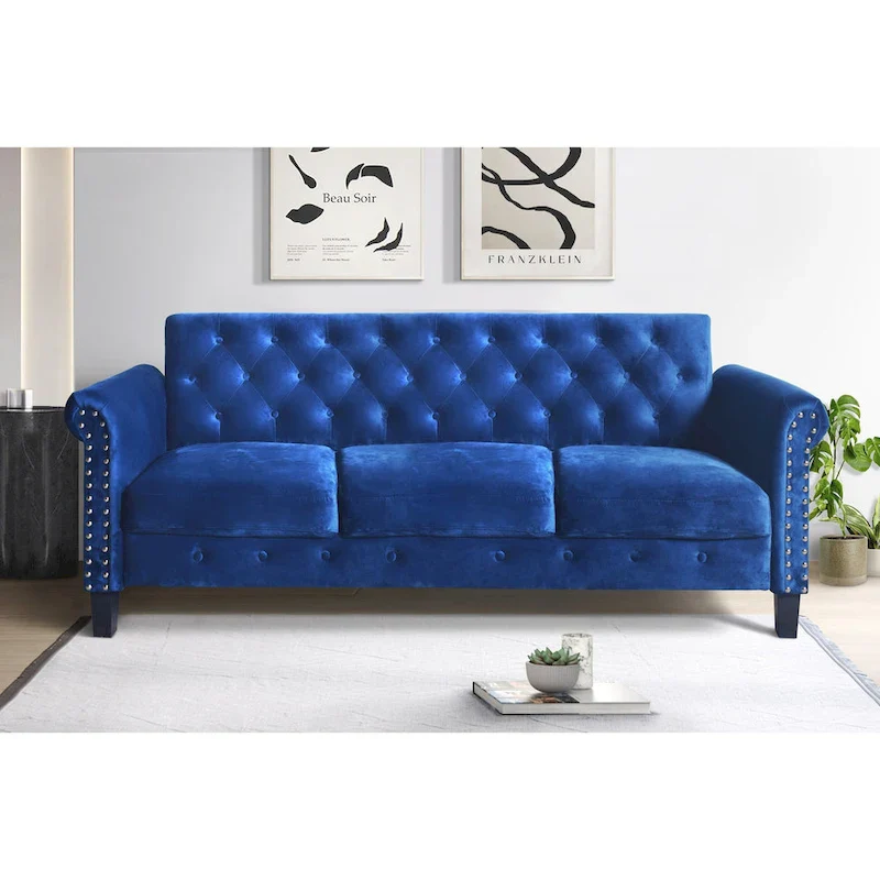 Casper Velvet Rolled Arm Loveseat / Sofa
