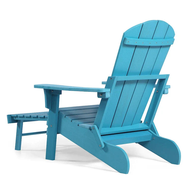 Seaton Folding Poly Adirondack Chair with Pull-out Ottoman, Set of 2