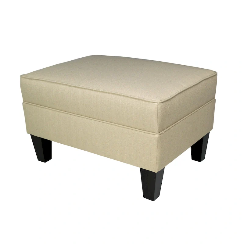 MJL Furniture Parker Fabric Upholstered Square Welted Ottoman