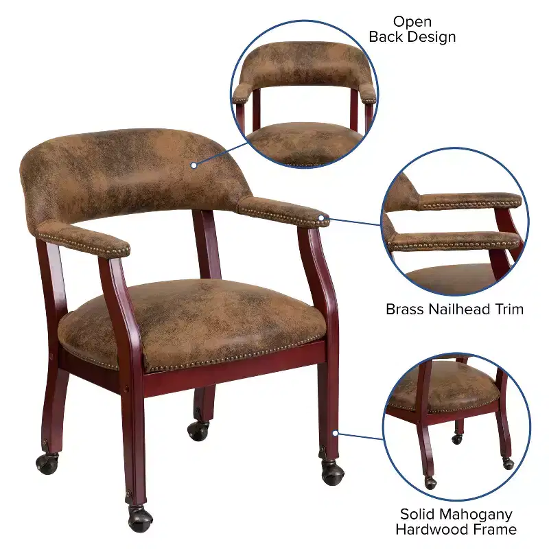 Emma and Oliver Conference Chair with Accent Nail Trim and Casters