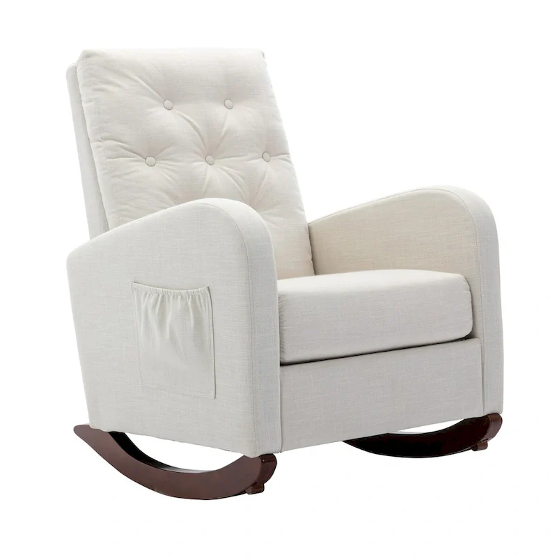 High Back Rocking Chair Nursery Chair, Padded Seat Armchair