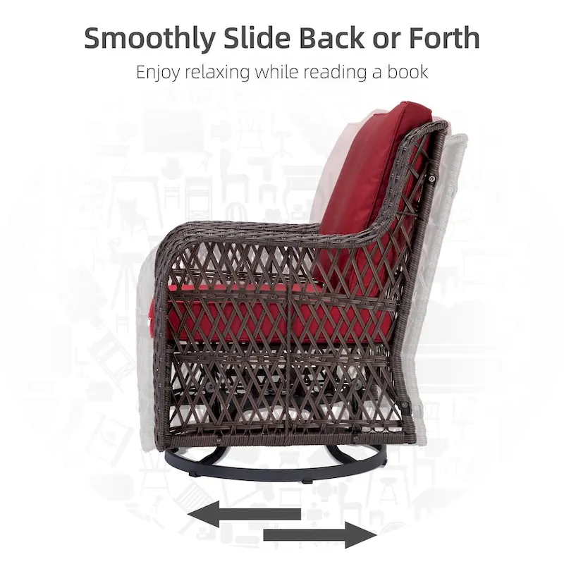 3 Pieces Rocking Wicker Bistro Set