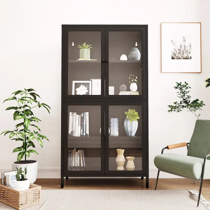 Four Glass Door Storage Cabinet