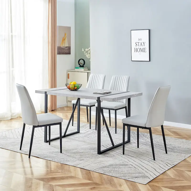 5-piece Dining Table Chairs Set, Rectangular Dining Room Table Set