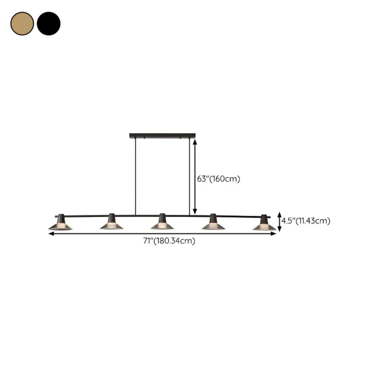 Modern Black Cone Glass 3-Light Island Light
