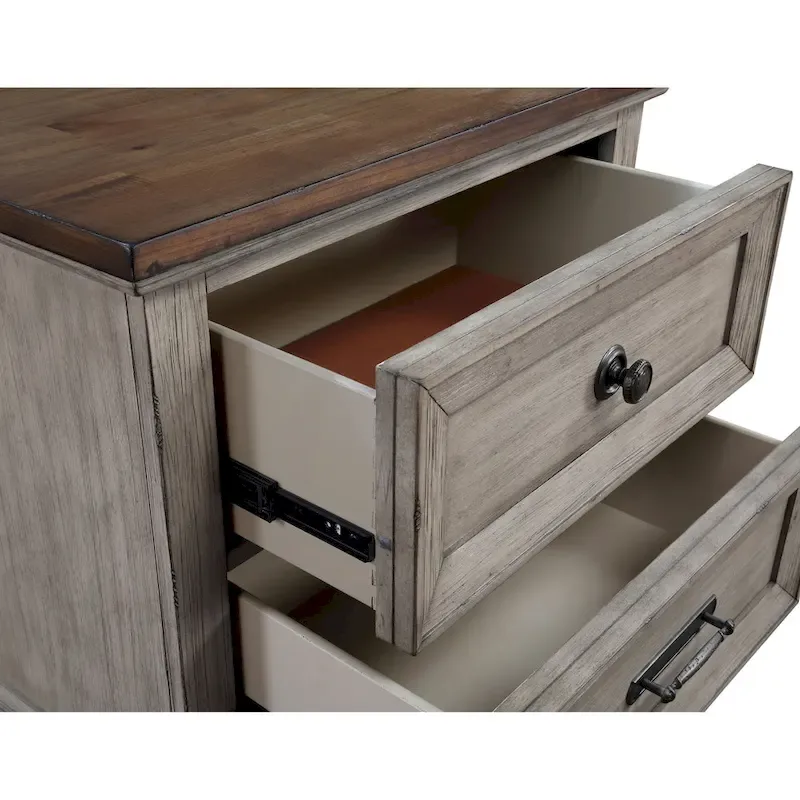 New Classic Furniture Mecklin Cream and Brown 5-Piece Bedroom Set with 2-Nightstand